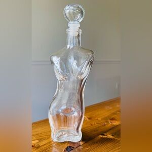Vintage Nude Female Torso Glass Decanter | Bar Cart Decor | Figural Bottle 10”